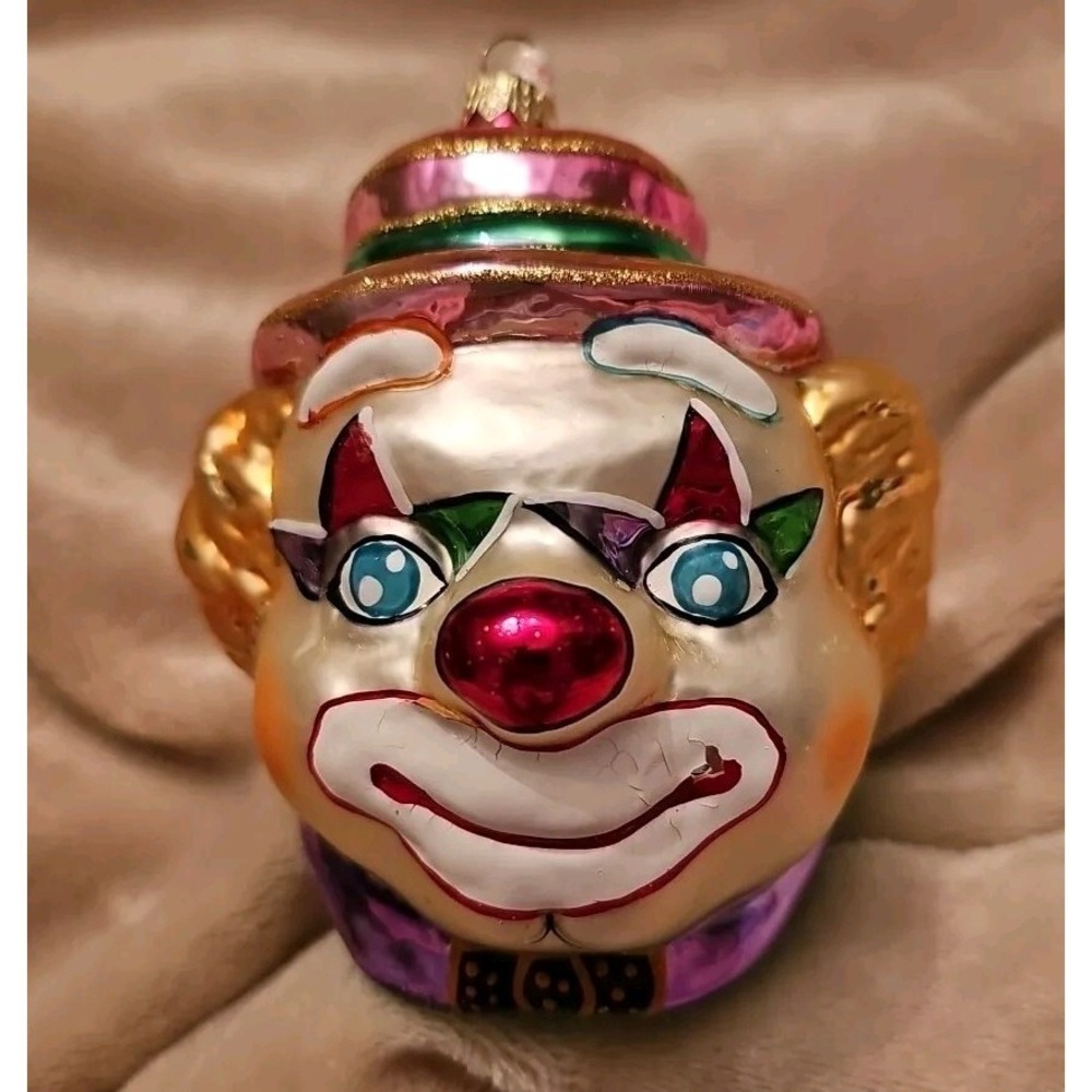 Vintage Department 56 Poland Mercury Glass Clown Ornament Handpainted Christmas